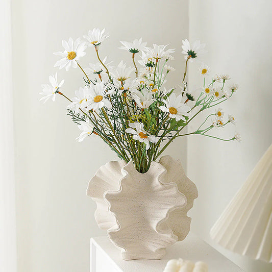 European White Frosted Ceramic Vase