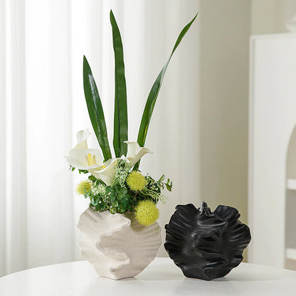 European White Frosted Ceramic Vase